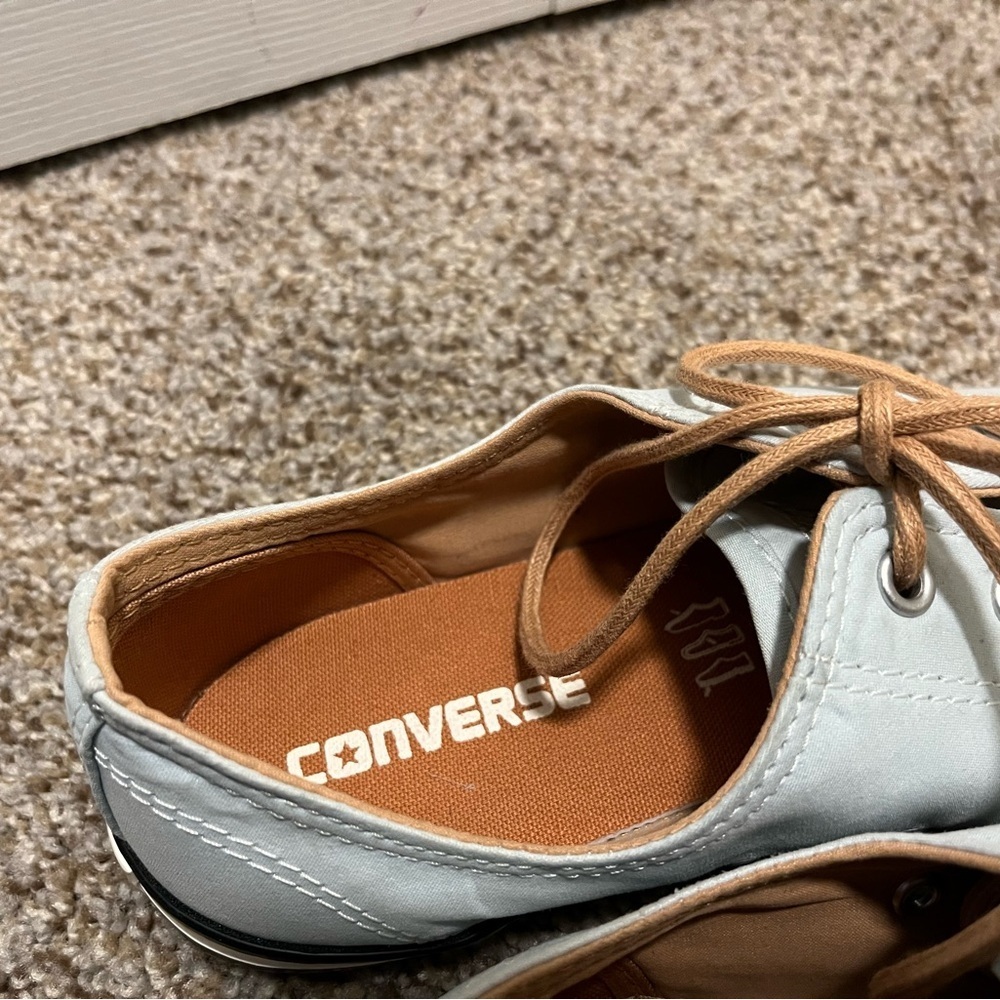 Converse Light Blue Canvas Sneakers with Tan Leather Laces - Picture 7 of 10